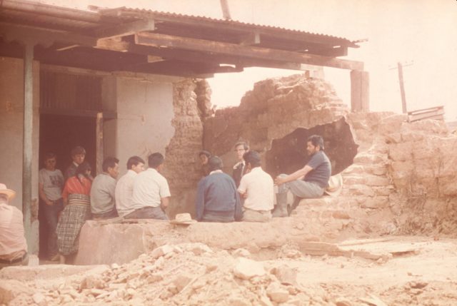 Mission president Robert Arnold meeting with Patzún members