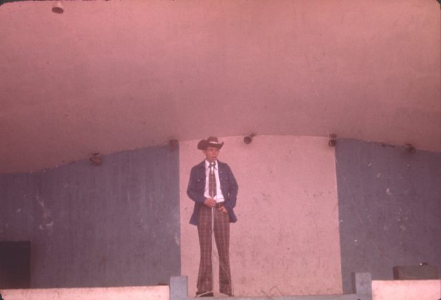 Elder Richman on stage at the Patzún fair, June 26, 1975