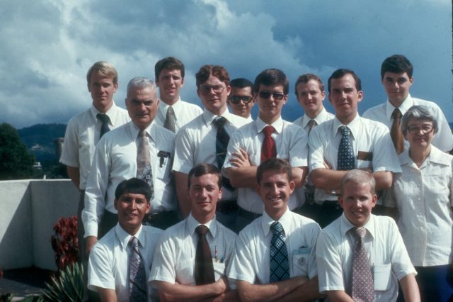 Missionaries who conducted a survey of Latter-day Saint members with Brother and Sister Lyons