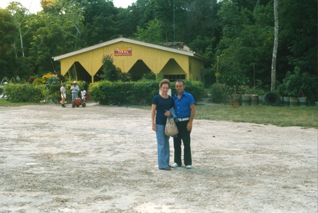 Lynn and Mary Richman at the airport in Tikal in 1976