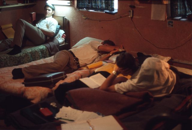 Typical study hour in Patzicía. Elder Warnock, Elder Howard, Elder Frischknecht